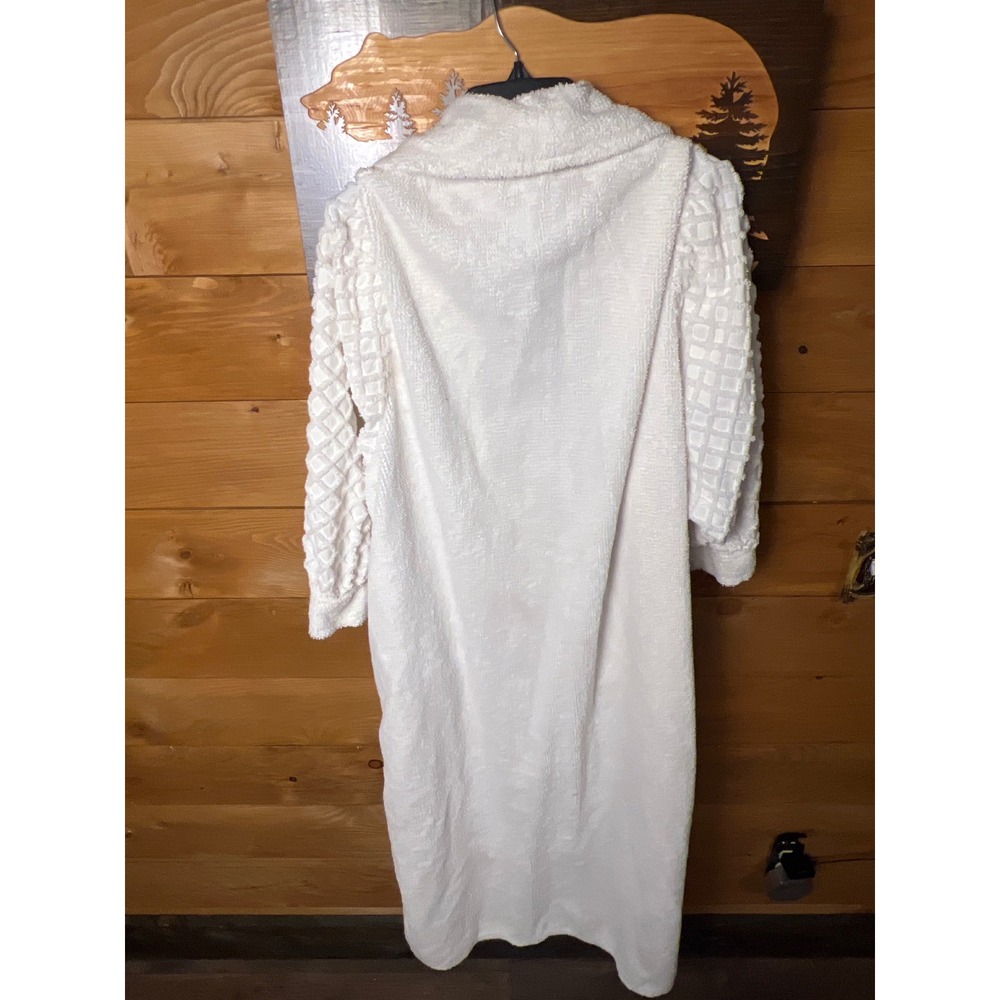 Victoria's Secret Plush Robe Full Length Cream White Textured Sleeve L Cozy Chic - Picture 7 of 11